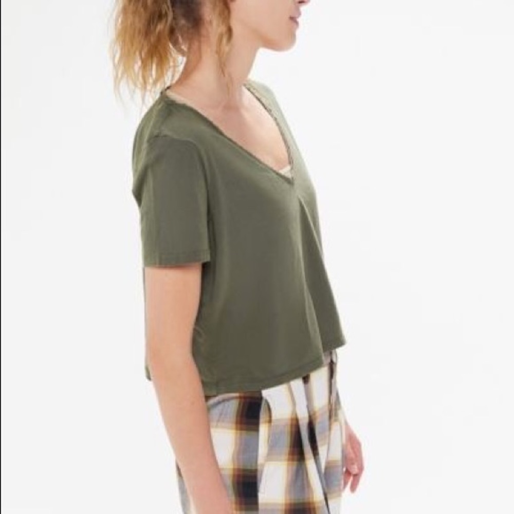 Project Social T Green Lace V Neck